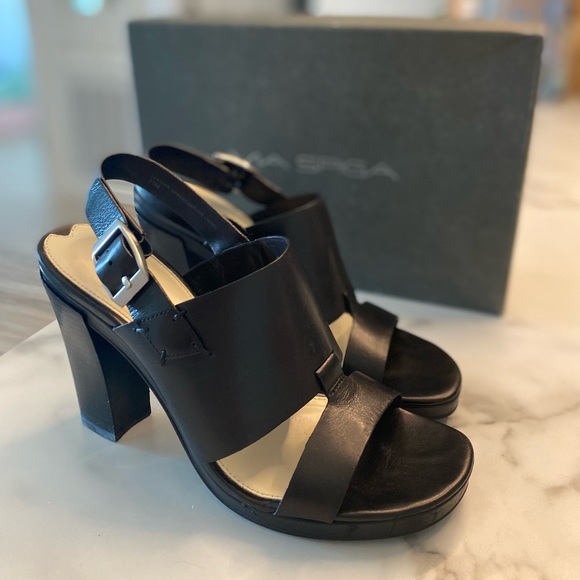 Via Spiga Ibiza Black Calf 7.5 M Heels Nordstrom - Picture 1 of 16